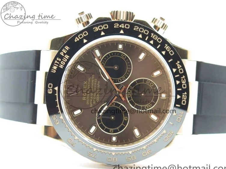 1224 Daytona 116515 Noob 1:1 Best Edition Chocolate Dial Lume Markers on Black Rubber Strap SA4130 (Free Extra Strap) V Stylish 2976